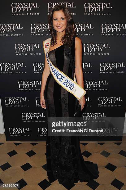 Miss France Malika Menard attends the 22 Iconic Little Black Dresses by Swarovski at Hotel Pozzo di Borgo on January 27, 2010 in Paris, France.