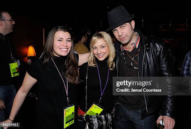 Producer Meghan Mahoney and actress Megan Raye Manzi pose with a guest at the Press and Filmmakers Reception at Shabu during the 2010 Sundance Film...