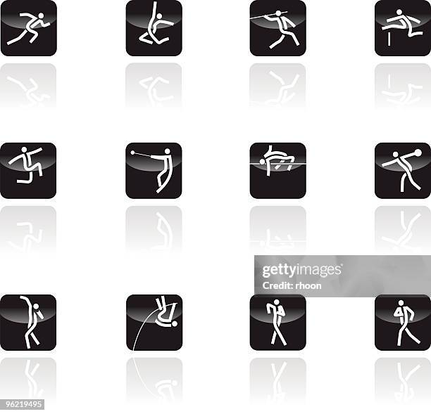 athletics icon set - power walking stock illustrations