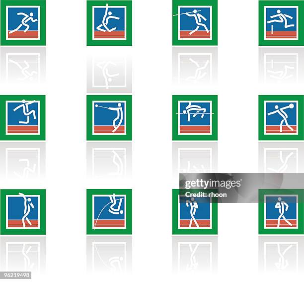 athletics icon set - power walking stock illustrations