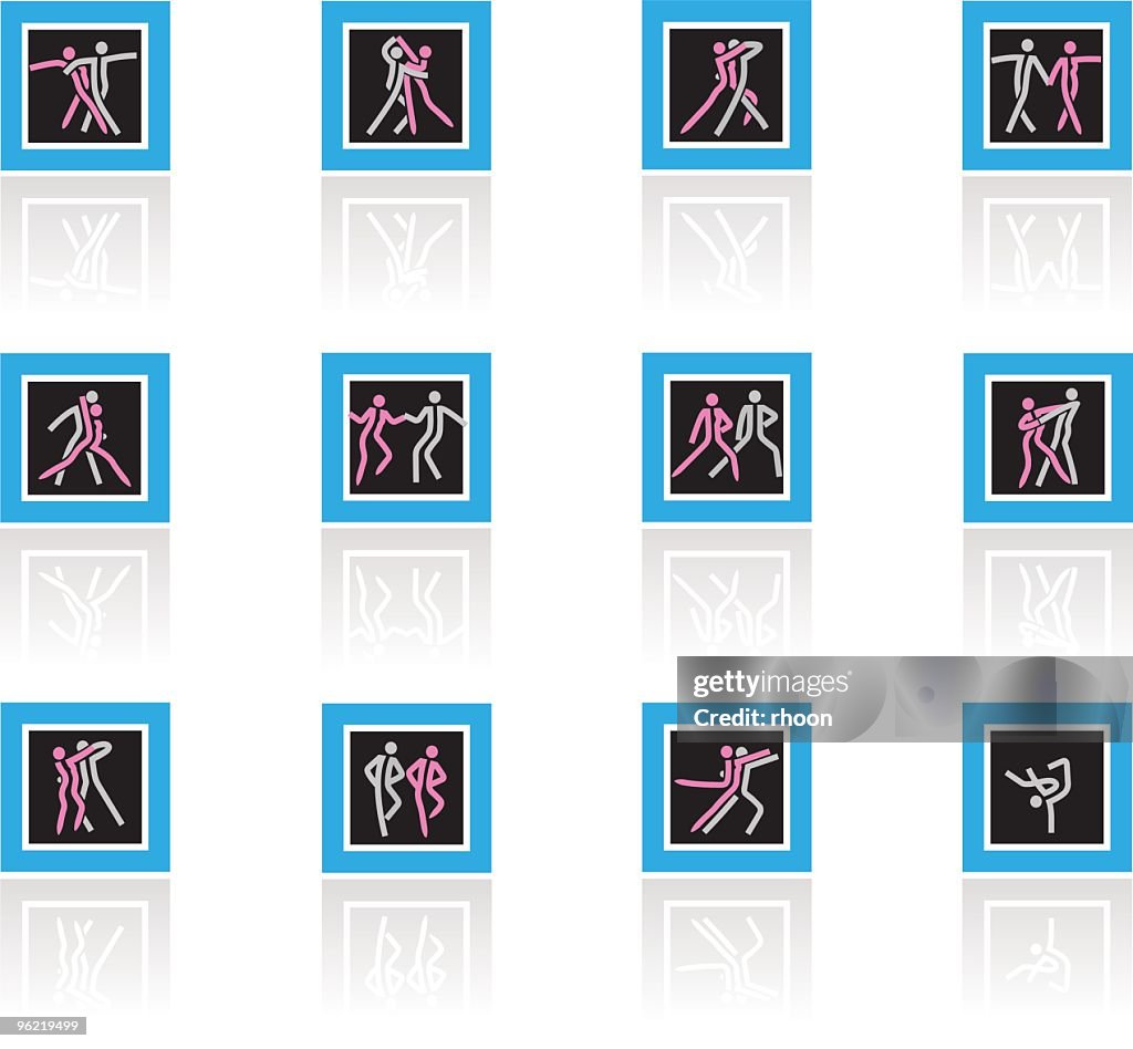 Dancing ,twelve different manners icon-set