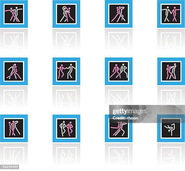 dancing ,twelve different manners icon-set - ballroom dancing vector stock illustrations