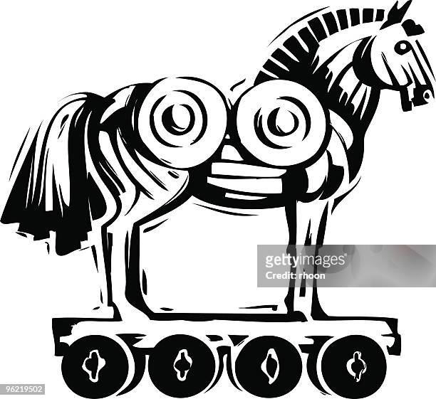 ilustraciones, imágenes clip art, dibujos animados e iconos de stock de caballo de troya - archaeology