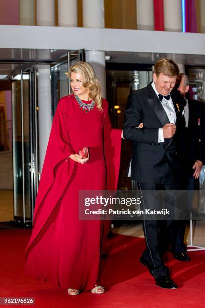 King Willem-Alexander of The Netherlands and Queen Maxima of The Netherlands attend a concert offered to the Grand Ducal family on May 24, 2018 in...