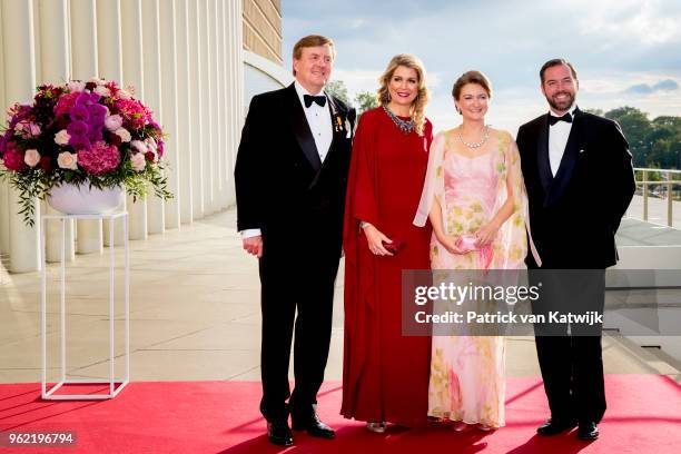 King Willem-Alexander of The Netherlands and Queen Maxima of The Netherlands welcome Hereditary Grand Duchess Stephanie of Luxembourg and Hereditary...