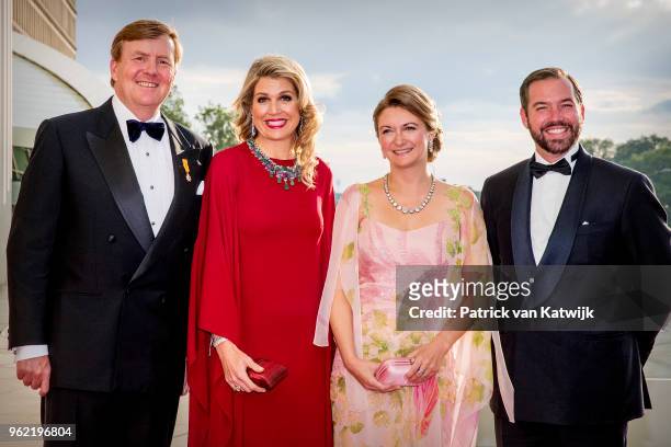 King Willem-Alexander of The Netherlands and Queen Maxima of The Netherlands welcome Hereditary Grand Duchess Stephanie of Luxembourg and Hereditary...