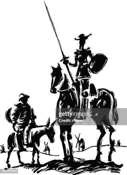 ilustraciones, imágenes clip art, dibujos animados e iconos de stock de don quijote - don quijote de la mancha