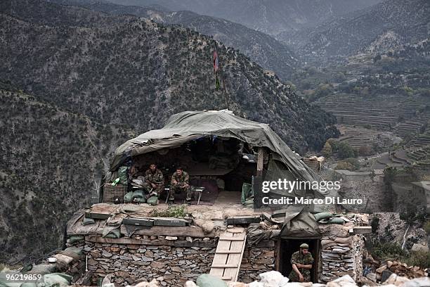 Afghan National Army soldiers attached to US Army B Company, 2nd Battalion,12th Infantry Regiment, 4th Brigade,4th Infantry Division Baker Company...