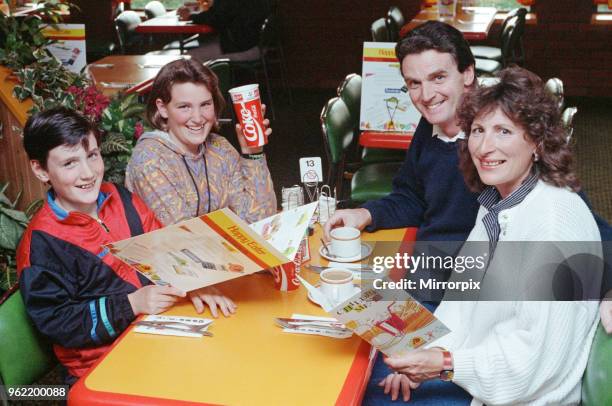 The Johnson family enjoying their meal at the Happy Eater, Near Belbroughton, Mr Mark Johnson, Mrs Joy Johnson and their children Philip and Ruth,...