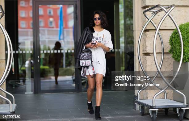 Anuthida Ploypetch wearing Gucci boots on May 02, 2018 in Munich, Germany. .