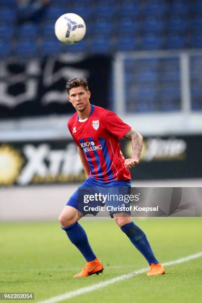 Of Chirstian Dorda of Uerdingen runs with the ball during the Third League Playoff first leg match between KFC Uerdingen and Waldhof Mannheim at...