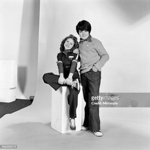 Bonnie Langford and Adrian Dannatt, who play Violet Elizabeth and William in the television series 'Just William', 8th June 1977.