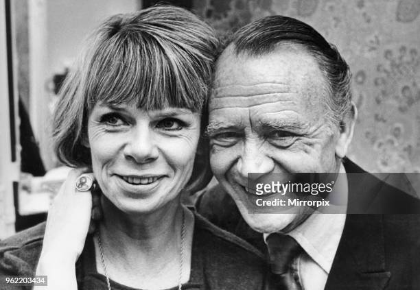 Actress Jill Bennett pictured with co-star John Mills at the Theatre Royal in Newcastle where they appear in the revival of the play Separate Tables...
