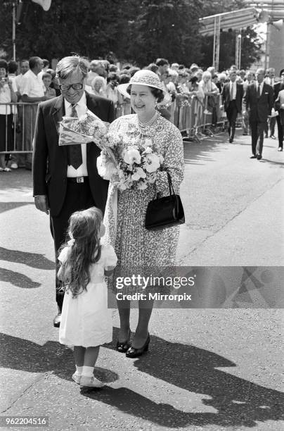 Queen Elizabeth II visits Port Sunlight as part of its 100th birthday celebrations, 8th August 1988.