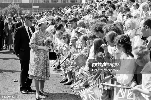 Queen Elizabeth II visits Port Sunlight as part of its 100th birthday celebrations, 8th August 1988.