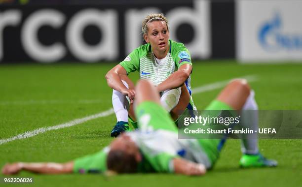 Lena Goessling of Wolfsburg looks dejected after the UEFA Women's Champions League final match between VfL Wolfsburg and Olympique Lyonnais on May...