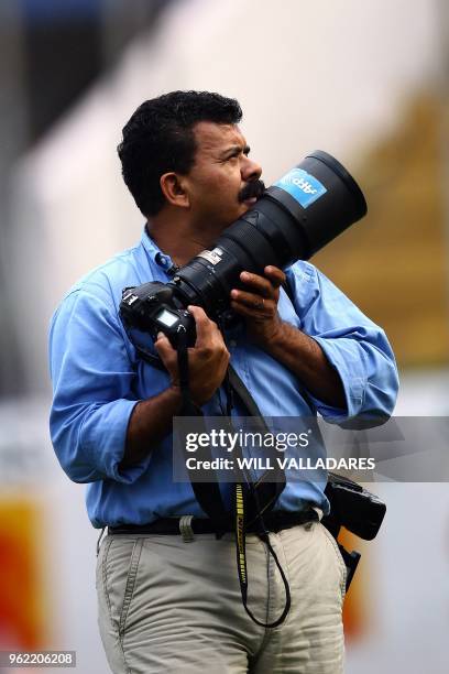 This file photo from February 11, 2014 shows AFP photojournalist Orlando Sierra in Tegucigalpa. - Sierra and 11 other local press workers received...