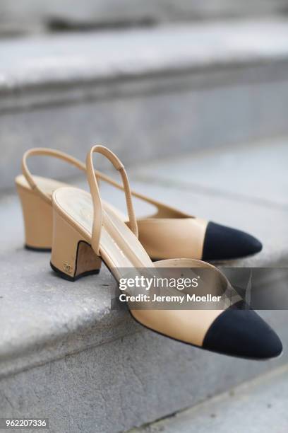 Chanel shoes on May 02, 2018 in Munich, Germany. .