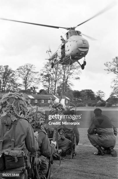 During a visit by Prince Philip, Duke of Edinburgh , to the Infantry Junior Leaders Battalion at Park Hall Camp, Oswestry, Shropshire. In camouflaged...