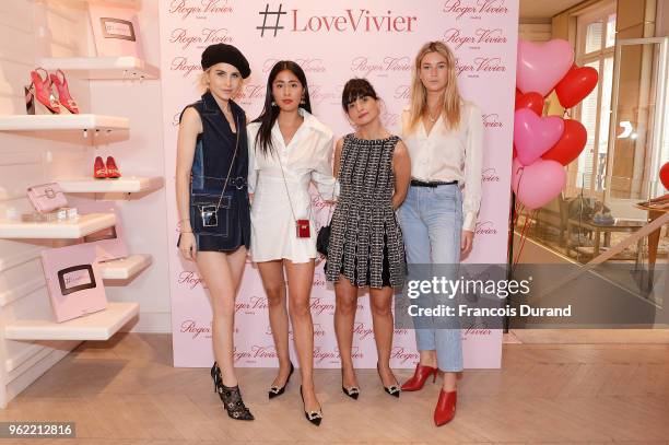 Caroline Daur, Denni Elias, Samar Seraqui de Buttafuco and Camille Charriere attend Roger Vivier "#LoveVivier" Book Launch Cocktail on May 24, 2018...