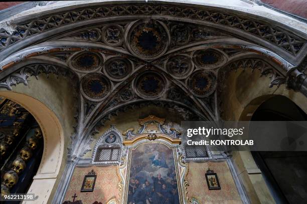 View inside the church of San Giovanni in Saluzzo, in the province of Cuneo, the church is an example of Gothic architecture. Consecrated to St. John...