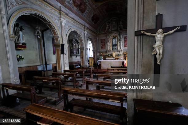 View inside the church of San Giovanni in Saluzzo, in the province of Cuneo, the church is an example of Gothic architecture. Consecrated to St. John...