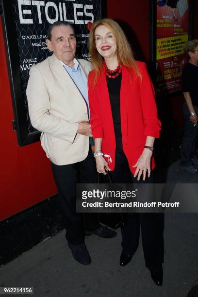 Actress Cyrielle Clair and companion Michel Corbiere attend the "La tete dans les etoiles" Theater play at Theatre de la Gaite Montparnasse on May...