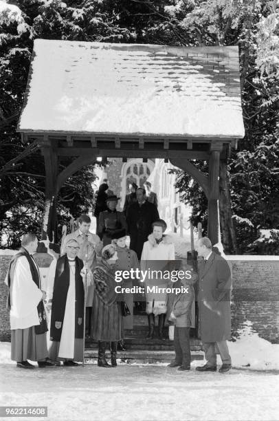 The Royal Family leave St Mary Magdalene Church, Sandringham, Norfolk, after their annual Holiday season church service. Picture shows Queen...