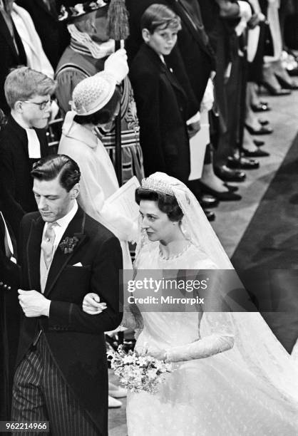 The wedding of Princess Alexandra of Kent and Angus Ogilvy at Westminster Abbey, 24th April 1963.