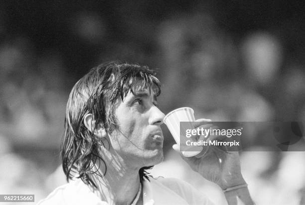 Ilie Nastase, Romanian Tennis Player, feels the heat at Wimbledon Tennis Championships, temperatures of 104 degrees were registered on the Centre...