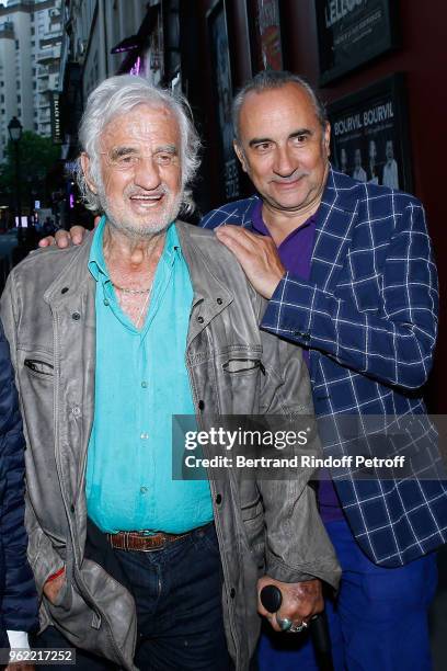 Actors Jean-Paul Belmondo and Antoine Dulery attend the "La tete dans les etoiles" Theater play at Theatre de la Gaite Montparnasse on May 24, 2018...