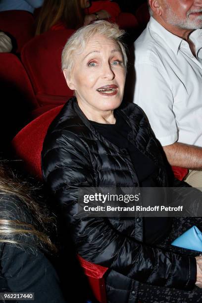 Singer Nicole Croisille attends the "La tete dans les etoiles" Theater play at Theatre de la Gaite Montparnasse on May 24, 2018 in Paris, France.