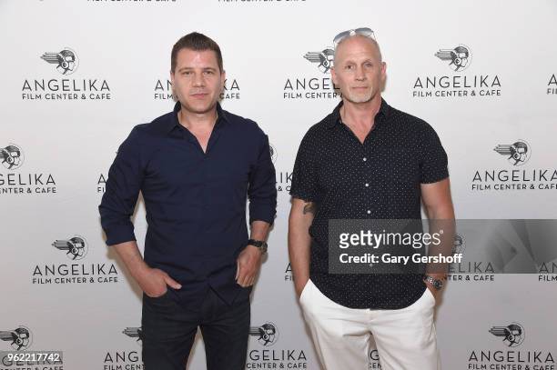 Personality Tom Murro and fitness trainer Michael Blauner attend the 'Breath' New York screening at Angelika Film Center on May 24, 2018 in New York...