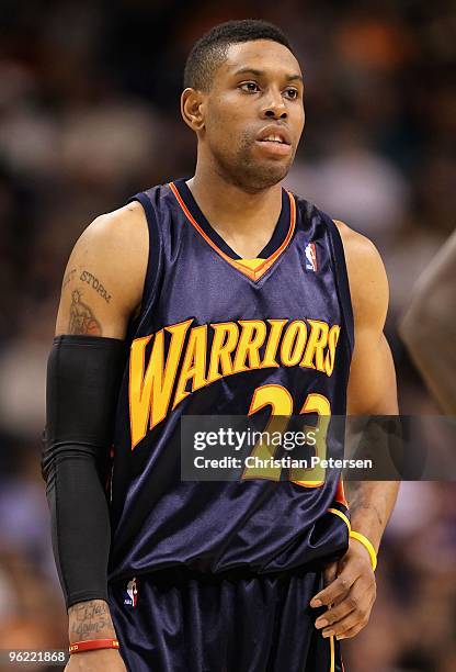 Watson of the Golden State Warriors in action during the NBA game against the Phoenix Suns at US Airways Center on January 23, 2010 in Phoenix,...