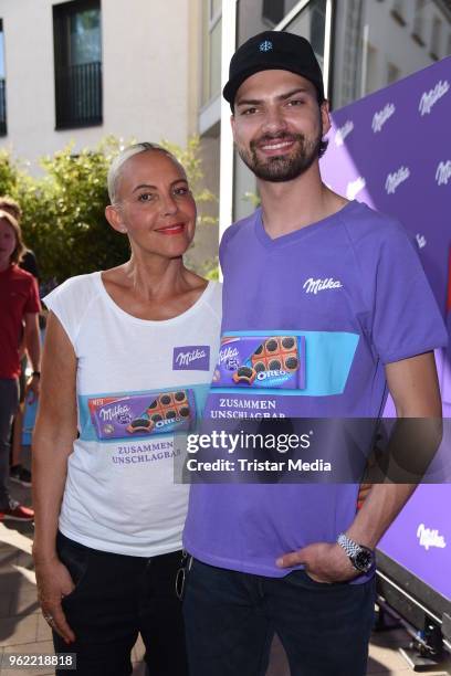 Natascha Ochsenknecht and her son Jimi Blue Ochsenknecht during the Milka Charity House-Running-Event on May 24, 2018 in Hamburg, Germany.