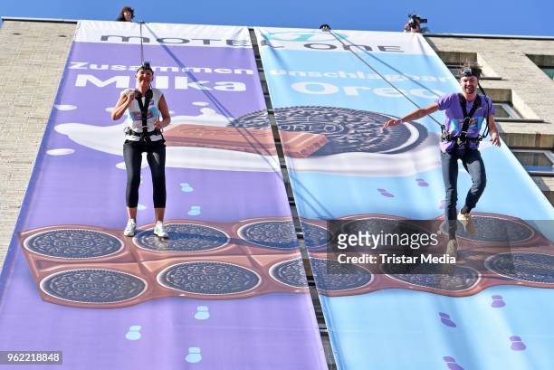 Natascha Ochsenknecht and her son Jimi Blue Ochsenknecht during the Milka Charity House-Running-Event on May 24, 2018 in Hamburg, Germany.