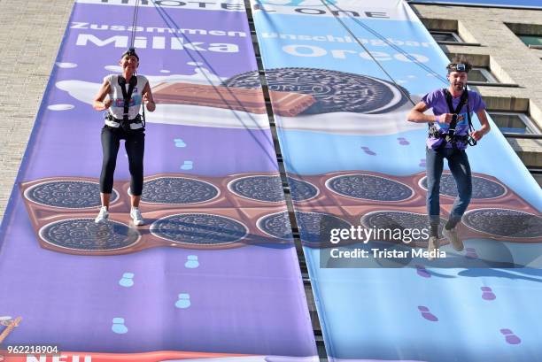 Natascha Ochsenknecht and her son Jimi Blue Ochsenknecht during the Milka Charity House-Running-Event on May 24, 2018 in Hamburg, Germany.