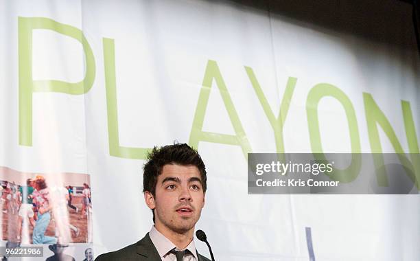 Singer Joe Jonas speaks during the Eunice Kennedy Shriver Act support reception at the Hart Building on January 27, 2010 in Washington DC.