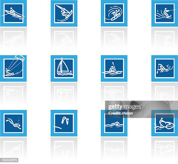 stockillustraties, clipart, cartoons en iconen met water sports icon set - rhoon