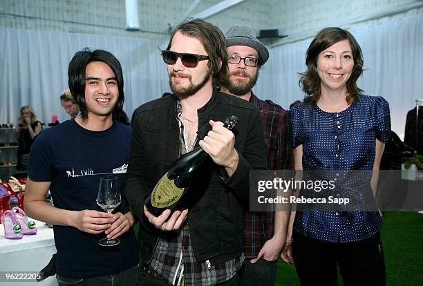 Musicians Christopher Guanlao, Brian Aubert, Joe Lester and Nikki Monninger attend GRAMMY Style Studio Day 1 at Smashbox West Hollywood on January...