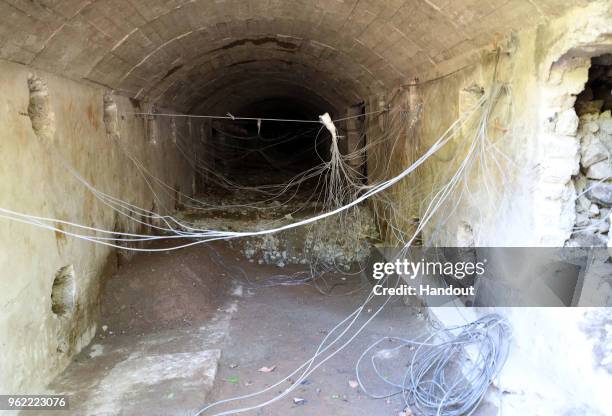 In this handout image provided by the News1-Dong-A Ilbo, the entrance to a tunnel rigged with explosives is shown at North Korea's Punggye-ri nuclear...