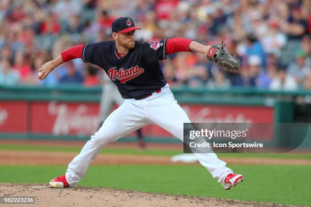 Cleveland Indians pitcher Neil Ramirez delivers the pitch to the plate during the sixth inning of the Major League Baseball game between the Houston...