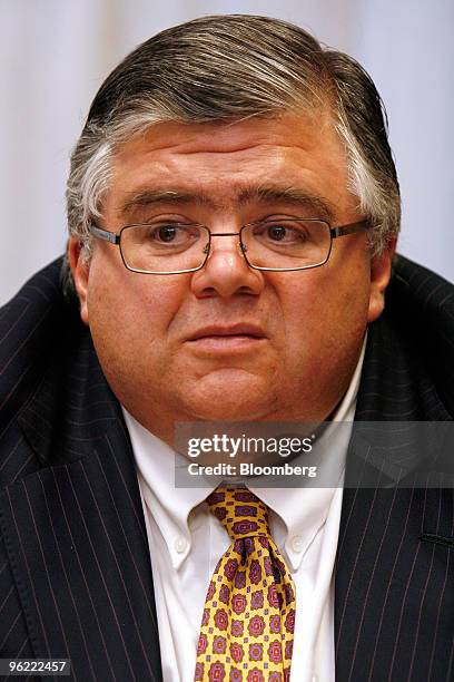 Agustin Carstens, governor of Mexico's central bank, pauses during an interview in Mexico City, Mexico, on Wednesday, Jan. 27, 2010. Carstens said...