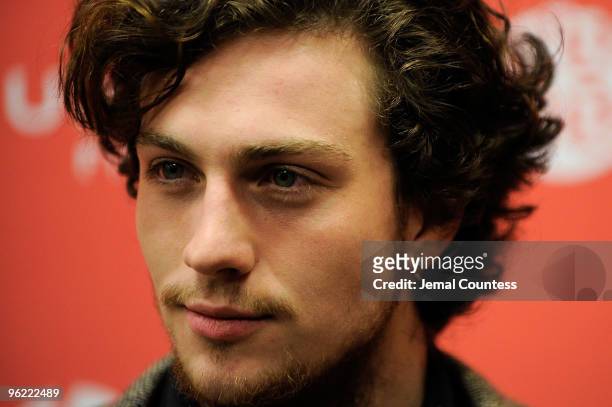 Actor Aaron Johnson attends the "Nowhere Boy" premiere at Eccles Center Theatre during the 2010 Sundance Film Festival on January 27, 2010 in Park...