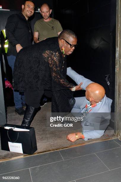 Sandra Martin from TV show Googlebox and Simon Gross a.k.a Mr. Showbiz from TV Show Big Brother leaving the DaVinci party at Libertine nightclub on...