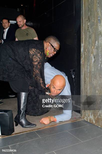 Sandra Martin from TV show Googlebox and Simon Gross a.k.a Mr. Showbiz from TV Show Big Brother leaving the DaVinci party at Libertine nightclub on...