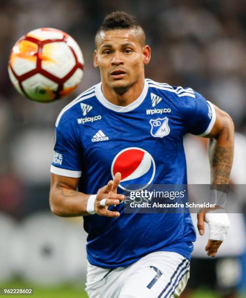 Airon del Valle of Milionarios of Colombiain action during the match against Corinthians for the Copa CONMEBOL Libertadores 2018 at Arena Corinthians...