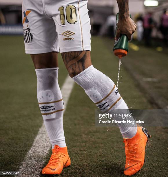 Gabriel of Santos before the match between Santos and Real Garcilaso as a part of Copa Libertadores 2018 at Vila Belmiro Stadium on May 24, 2018 in...
