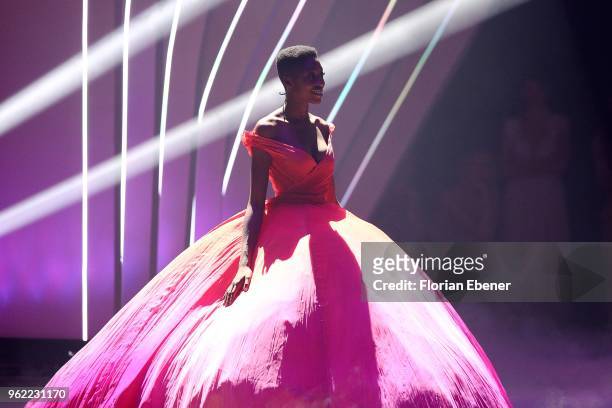 Oluwatoniloba Dreher-Adenuga during the Germany's Next Topmodel Finals at ISS Dome on May 24, 2018 in Duesseldorf, Germany.