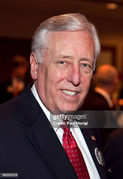 House Majority Leader Rep. Steny H. Hoyer attends the Eunice Kennedy Shriver Act support reception at the Hart Building on January 27, 2010 in...